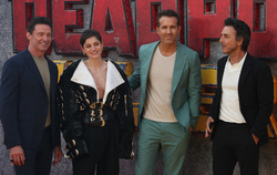 Hugh Jackman, Emma Corrin, Ryan Reynolds and Shawn Levy