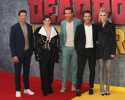 Hugh Jackman, Emma Corrin, Ryan Reynolds, Shawn Levy and Wendy Jacobson