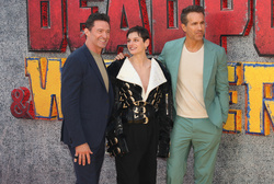 Hugh Jackman, Emma Corrin and Ryan Reynolds